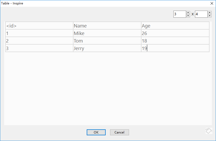 Change the table properties in Inspire the markdown writing app