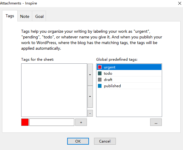 Add tags to your Inspire sheets.