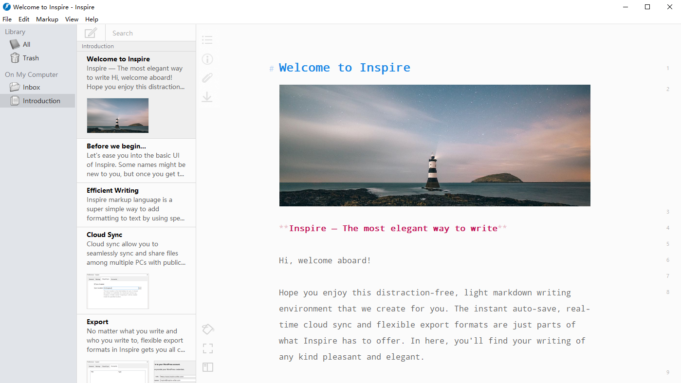 Inspire - Inspire Writer  Minimalist Markdown Editor for Notes